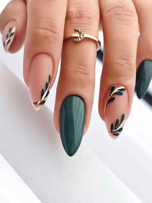 Green Foliage Nails