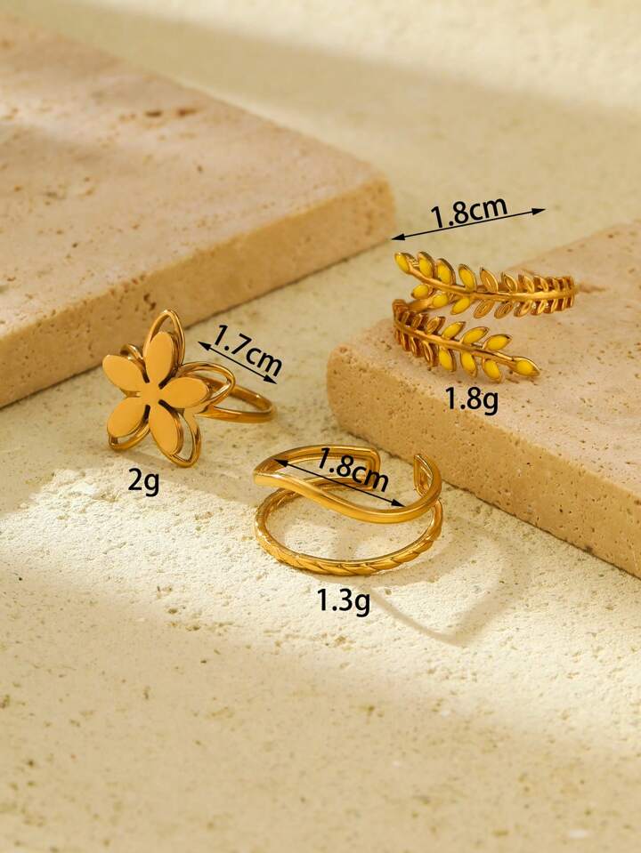 Aurora Leaf & Petal Rings - Trio