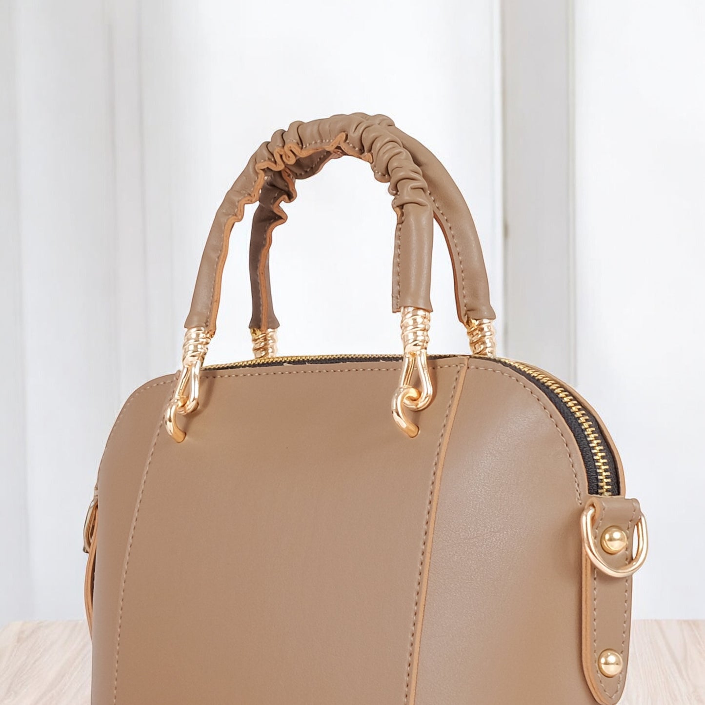 Elegant Beige Top-Handle Bag