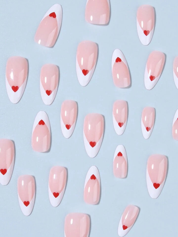 Heart French Tips Nails