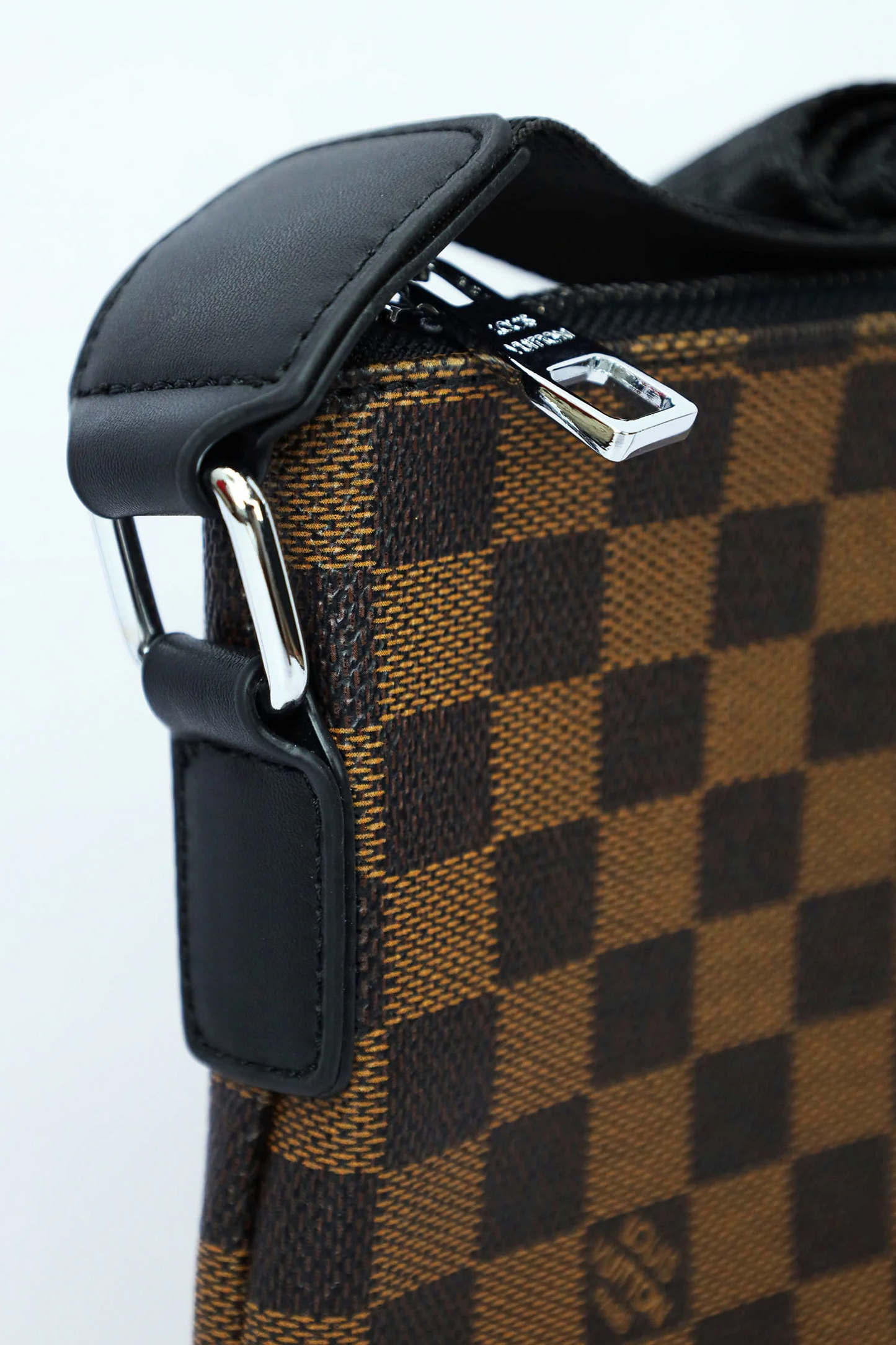 LV Signature Pattern PU Leather Cross - Brown