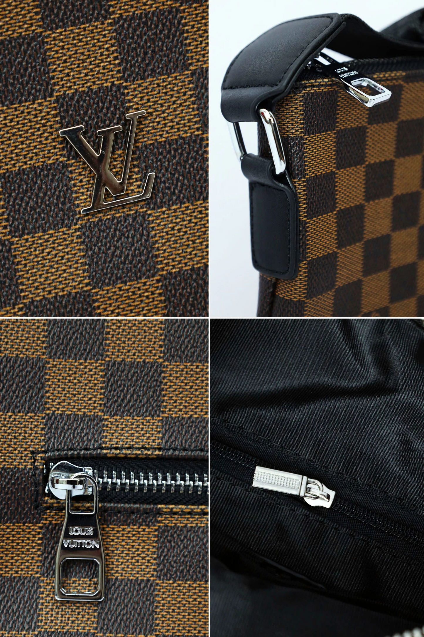 LV Signature Pattern PU Leather Cross - Brown