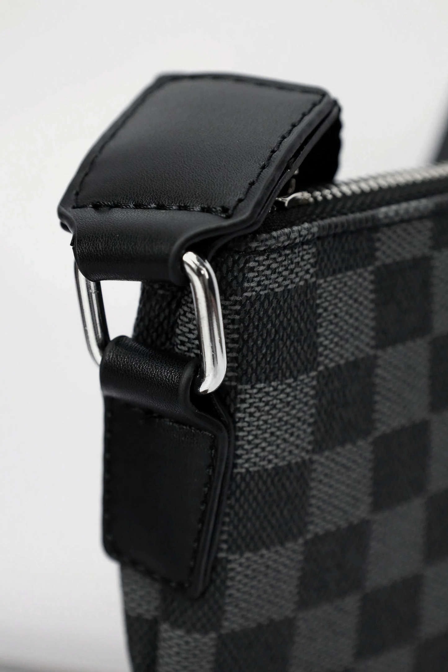 LV Signature Pattern PU Leather Cross - Black